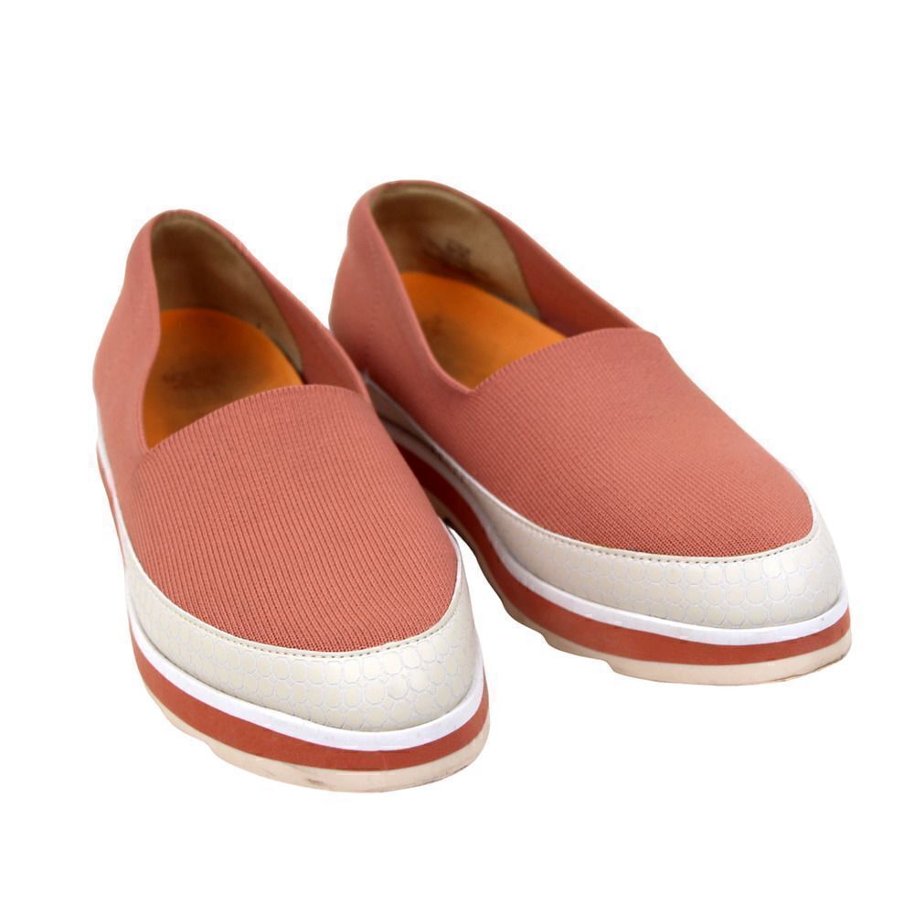 LOUISE ET CIE PINK WHITE TEXTIL SNEAKERS COMFORTABLE SLIP ON FLAT SHOES 38.5/8